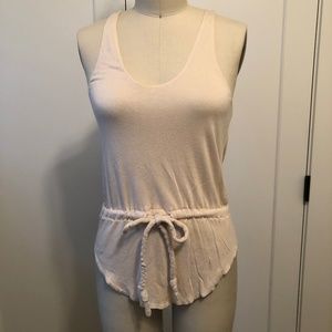 Halston Tie Waist Jersey Tank Top - Blush